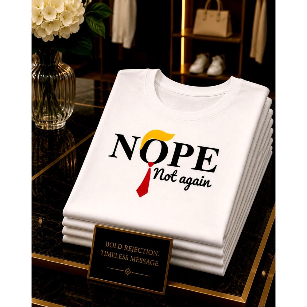 Graphic Short Sleeve Crew Neck Vote Nope Not Again White T Shirt 12